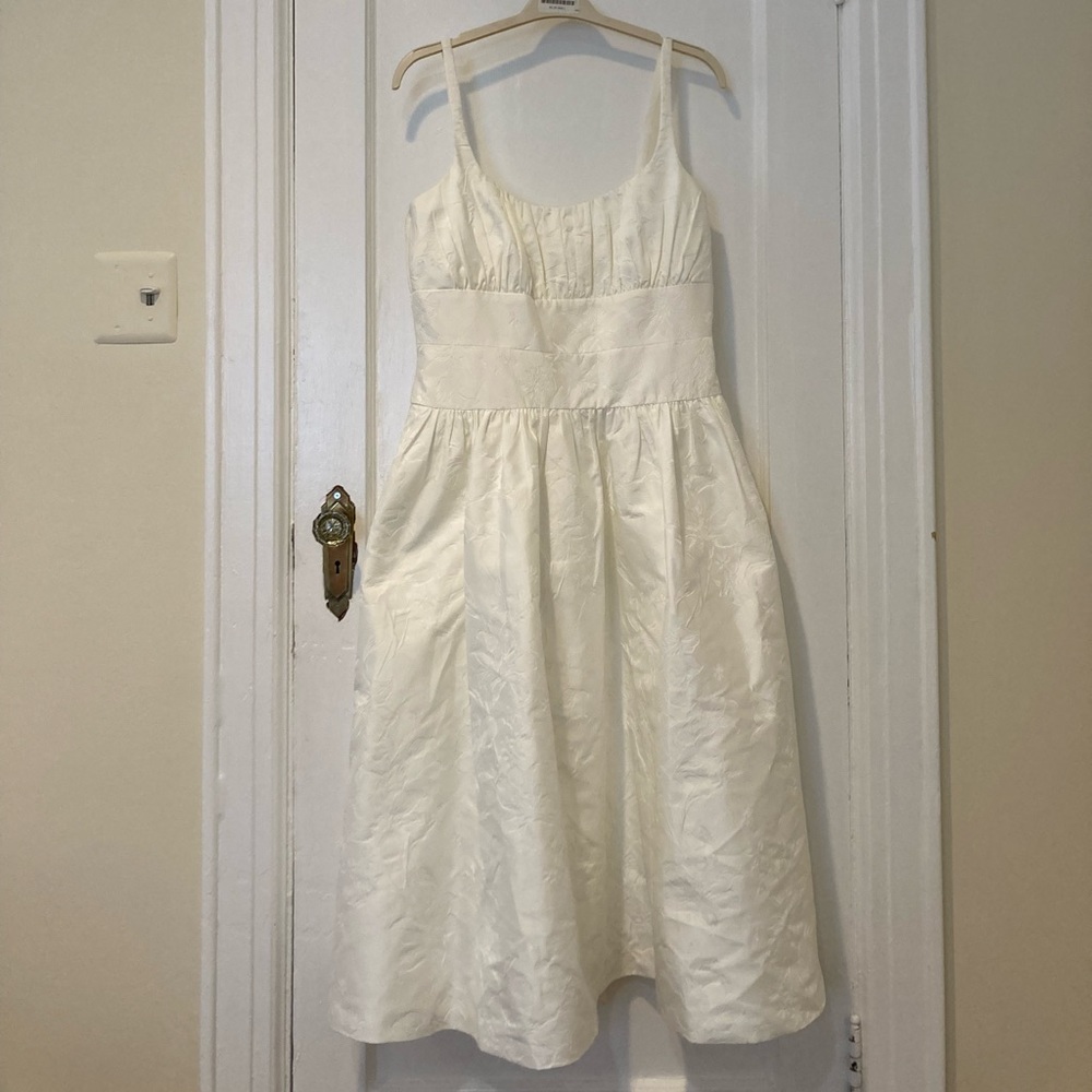 ML Monique Lhullier white embroidered silk bridal midi dress! NEW W TAGS NW